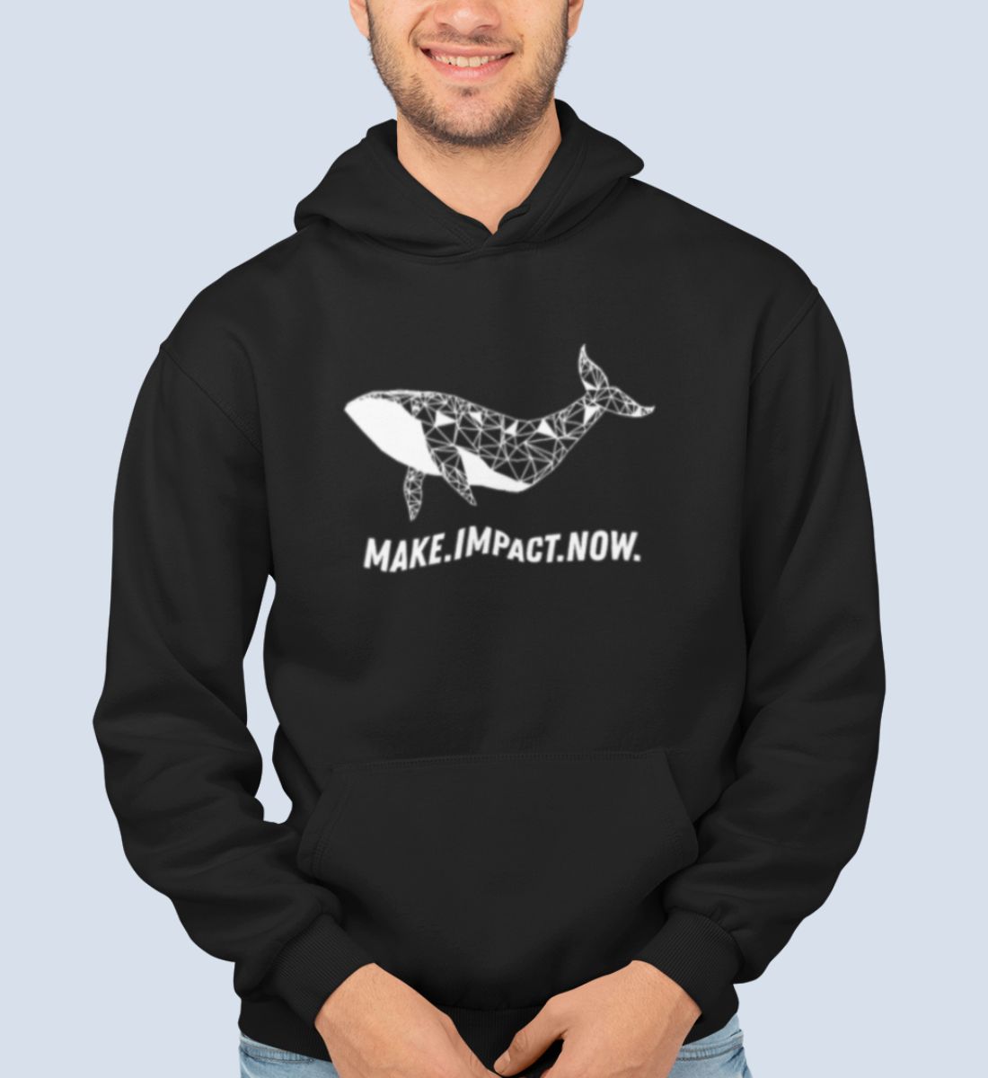 Impact Whale - Herren Premium Organic Hoodie - Model - Caribeel